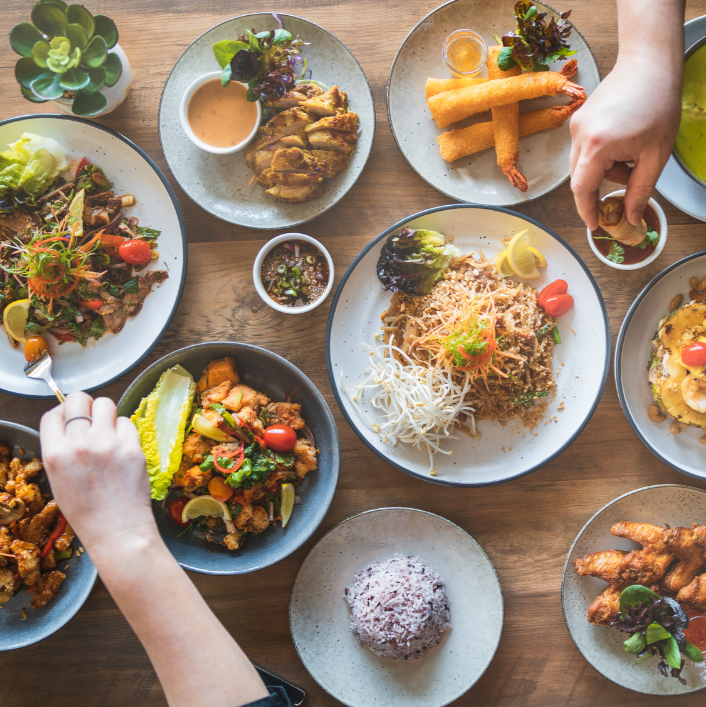 asian food on table