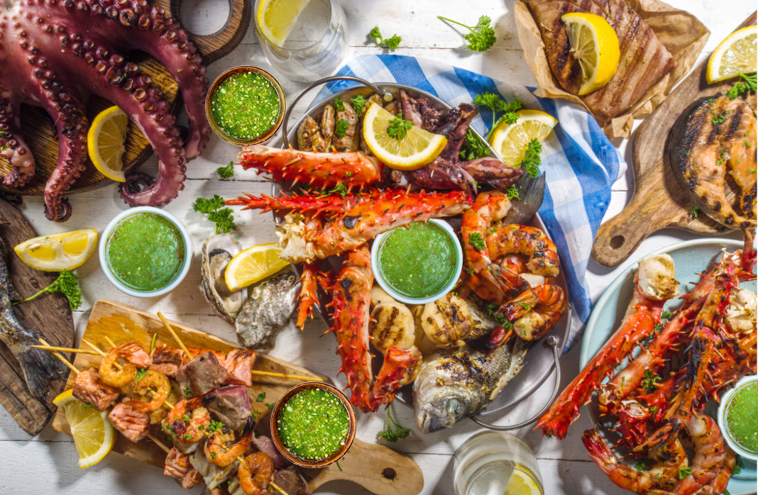 grill seafood with thai spicy sauce